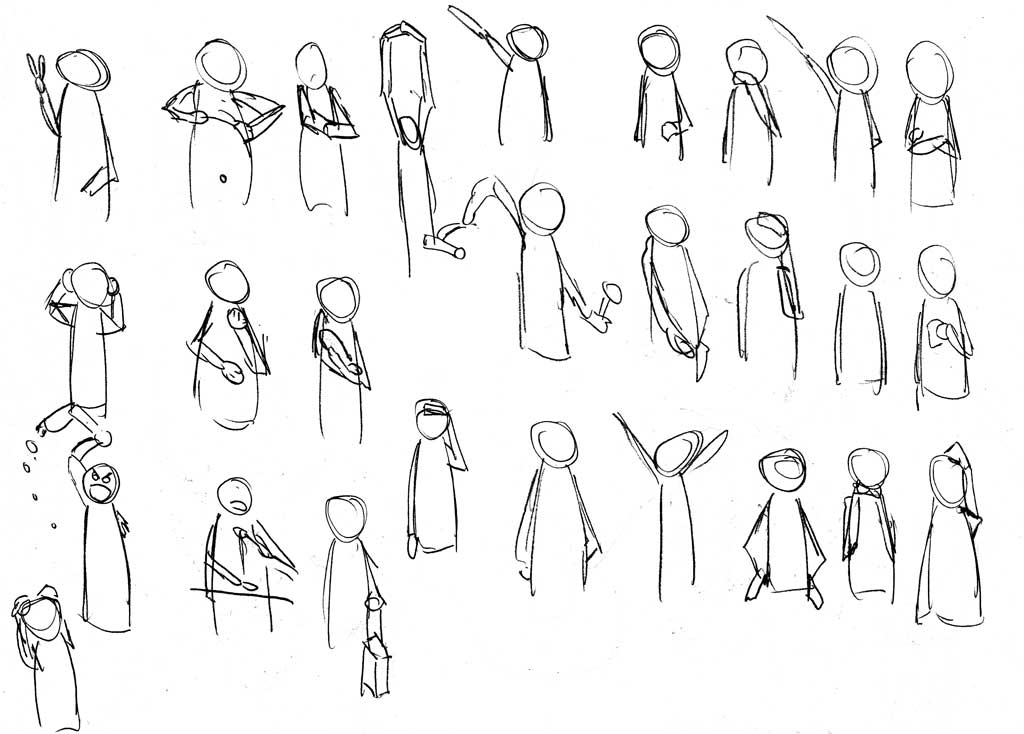 Stick Figure Gesture Sketches